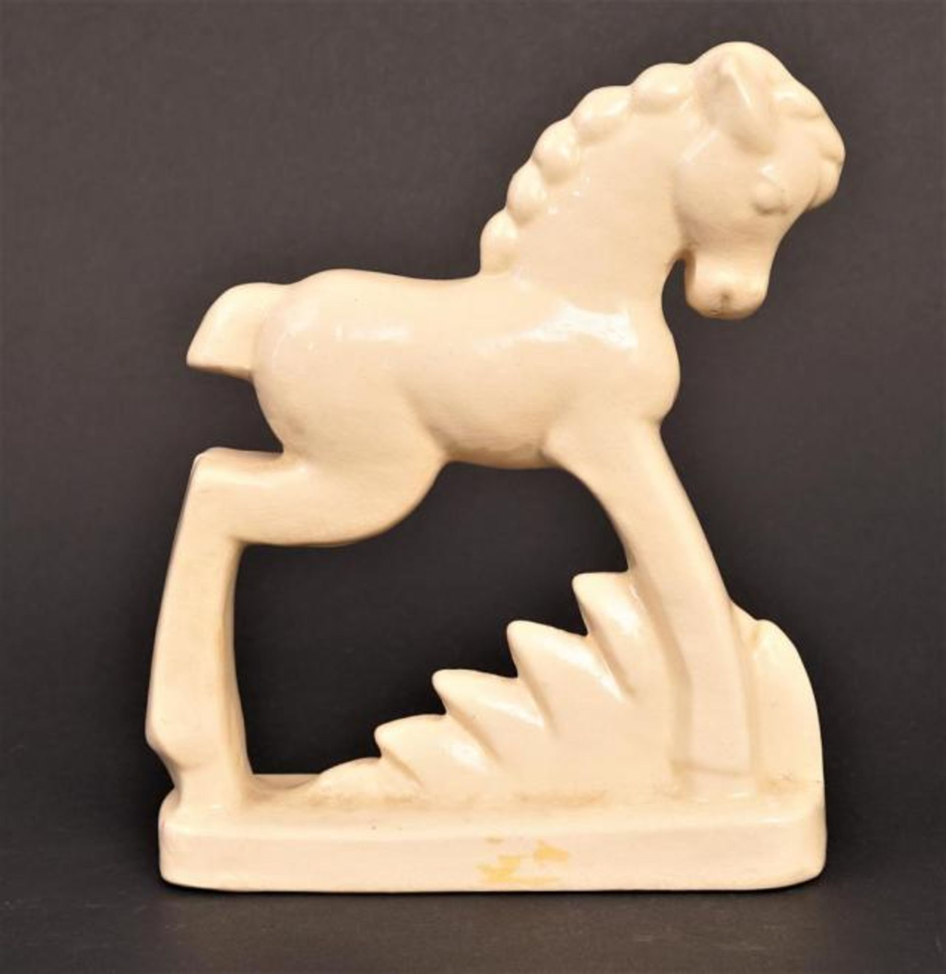 Glazed ceramic art deco horse, h. 18 cm.