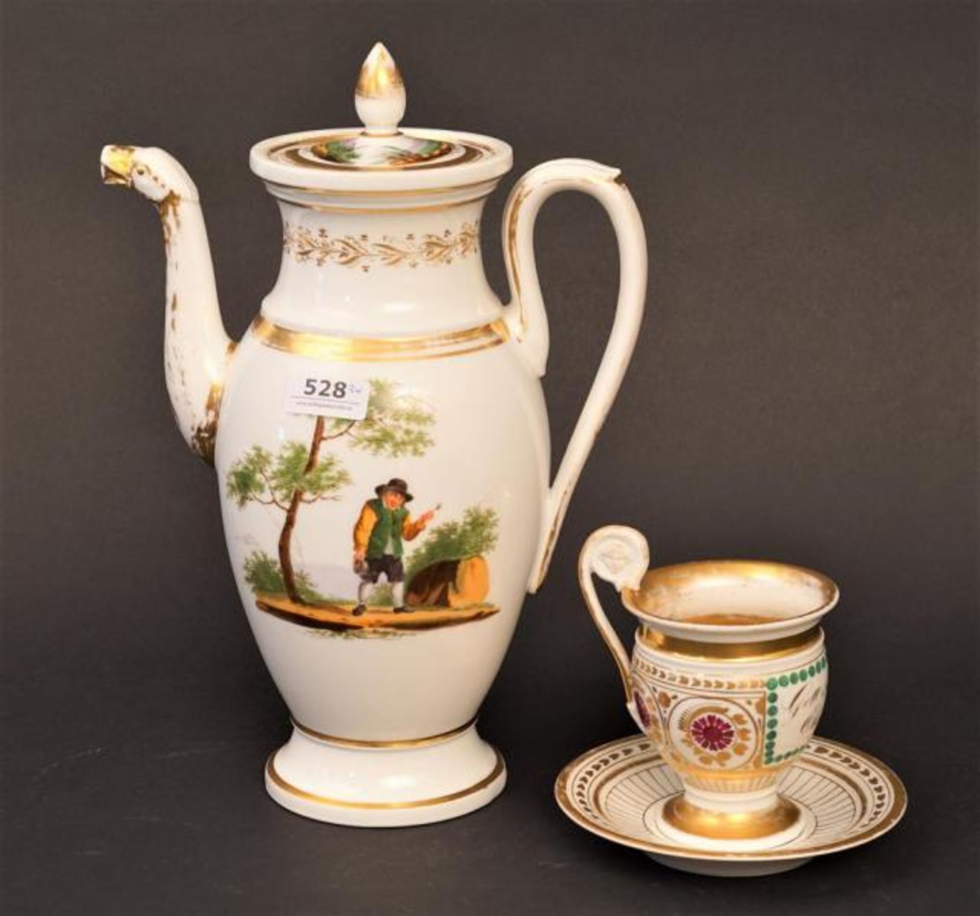 Porcelaine de Paris, Empire, appr. 1806 + Porcelaine de Paris, cup on saucer