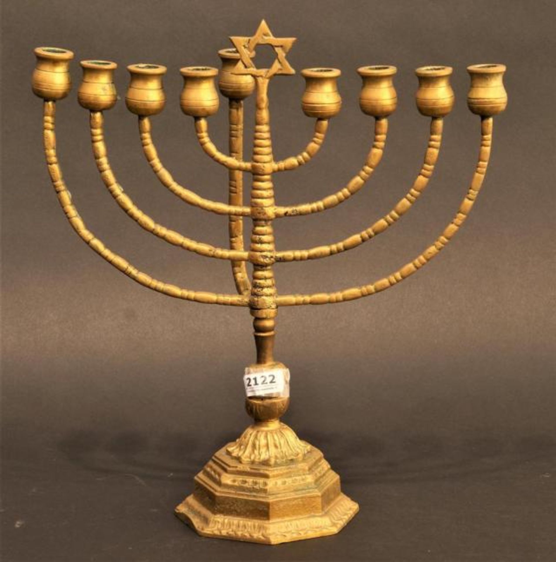 Copper Jewish candlestick, Menorah, h. 34 cm.