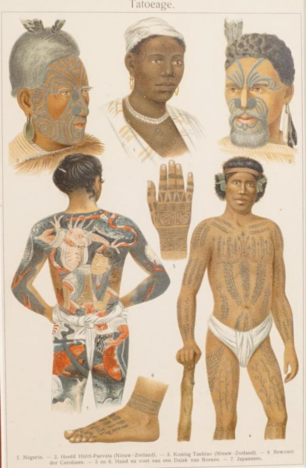 Screenprint, Tribal tattoos, dim. 21 x 14 cm. - Bild 2 aus 2
