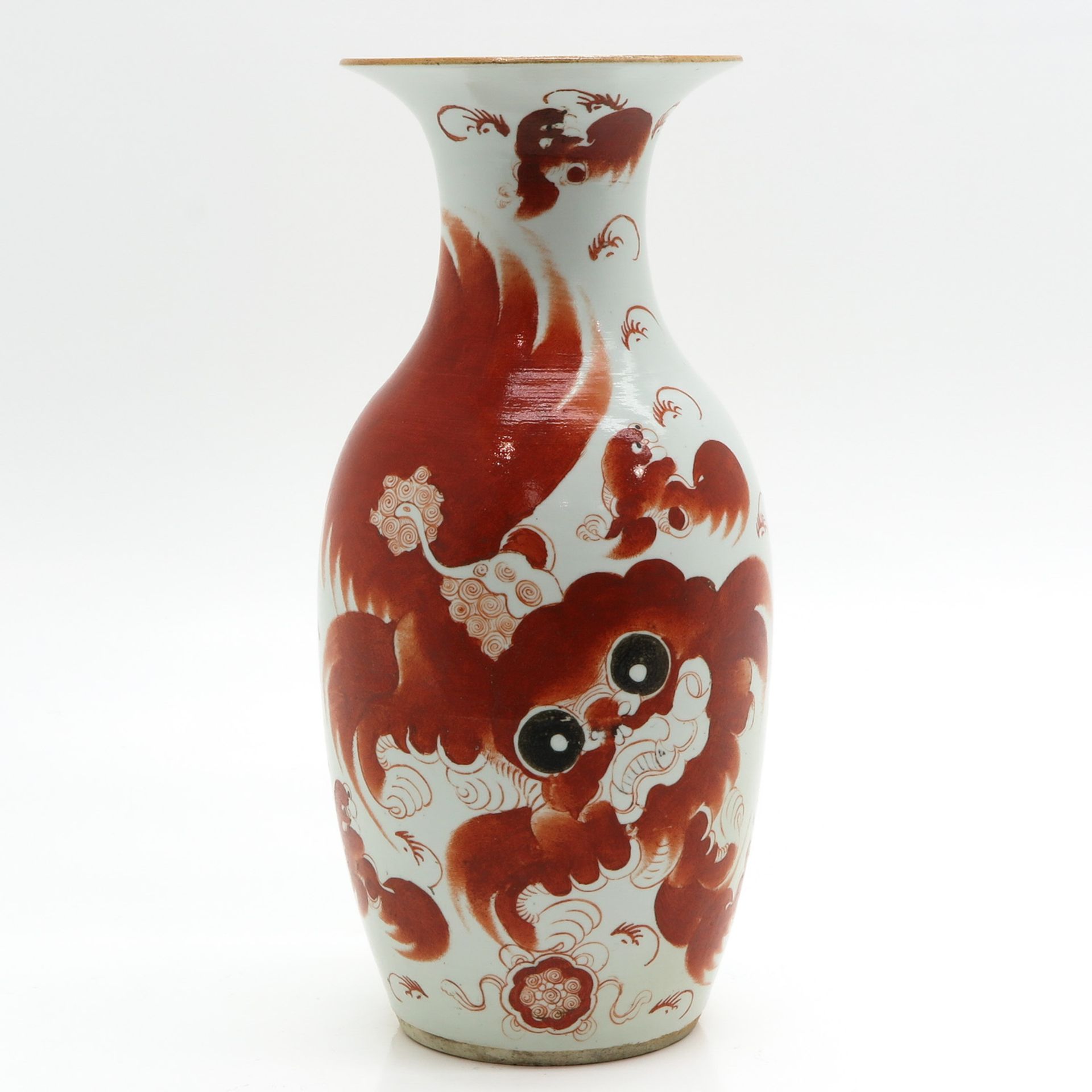 A Orange Decor Foo Dog Vase