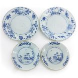 A Diverse Lot of Four Blue and White Decor Plates
