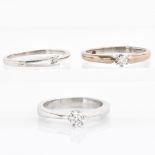 Three 14KG Diamond Solitaire Rings