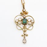 A 14KG Art Nouveau Diamond Pendant