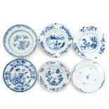 A Collection of Six Blue and White Decor Plates