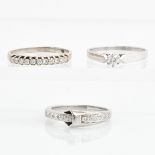 Three 14KWG Ladies Diamond Rings