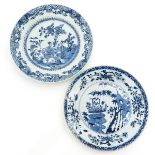 Two Blue and White Decor Plates