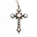 A 14KWG Necklace with Diamond Cross Pendant