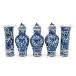 A Blue and White Decor Five Piece Garniture Set