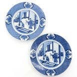 A Pair of Blue and White Decor Plates