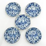 Five Blue and White Plates