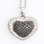 A 14KG Necklace with Black Diamond Heart Pendant
