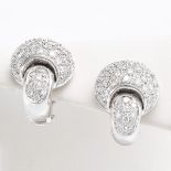 A Pair of 18KWG Pave Set Diamond Earrings