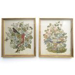 Two Framed Antique Embroidered Works Circa 1850