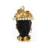 An 18KG Carletto Blackamoor Pendant Set with Gemstones