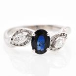 A 9KWG Ladies Diamond and Sapphire Ring