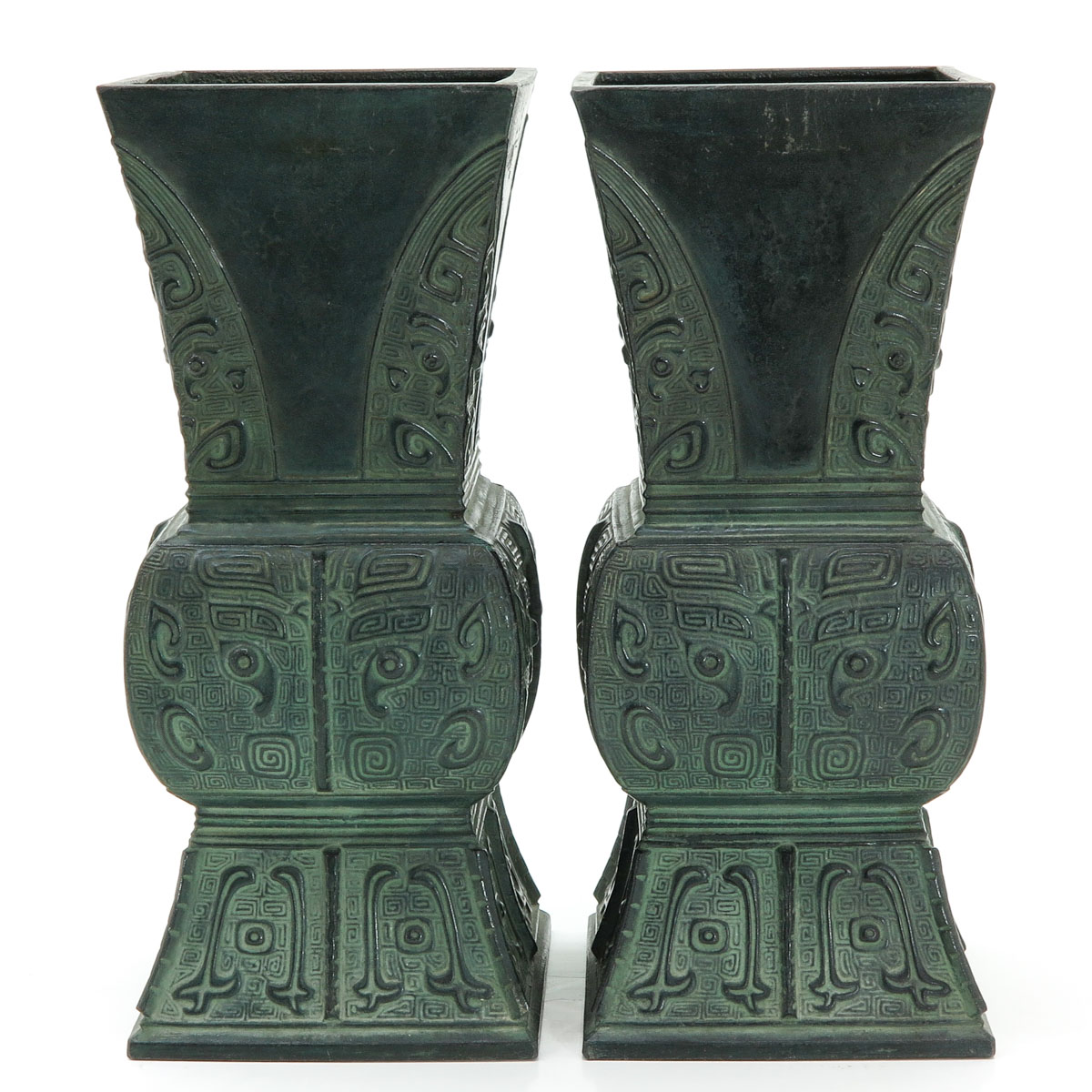 A Pair of Bronze Altar Vases - Image 2 of 6