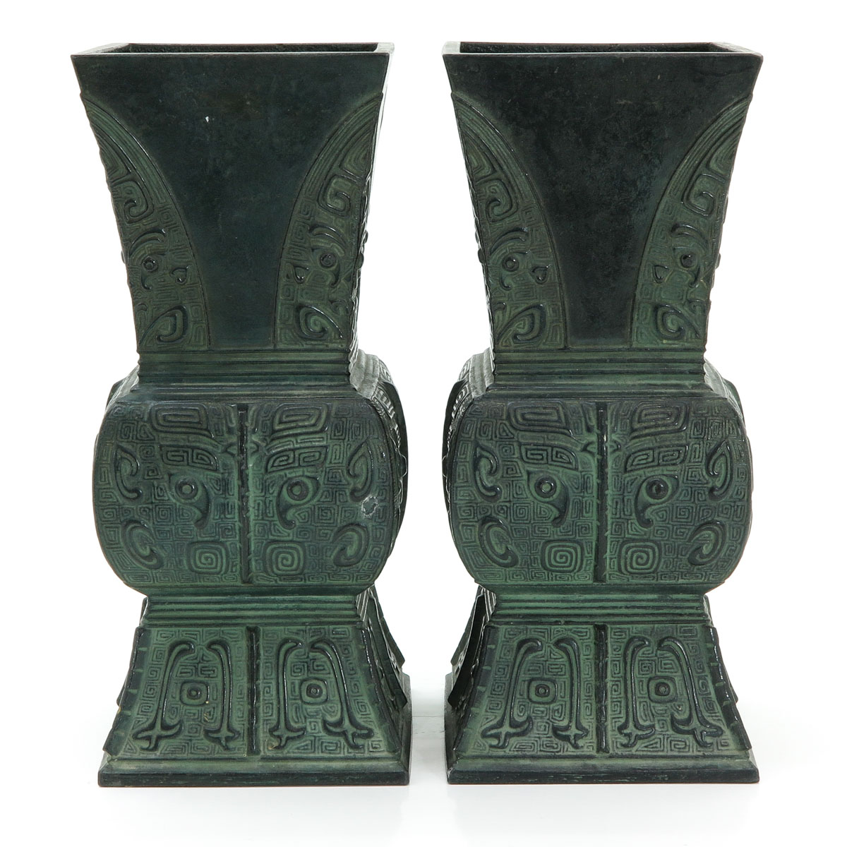 A Pair of Bronze Altar Vases