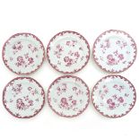 A Series of Six Pink Floral Decor Plates