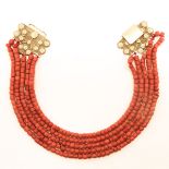 A 19th Century Five Strand Red Coral Necklace