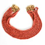 A 19th Century Seven Strand Red Coral Necklace