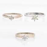 Three 14KG Ladies Diamond Solitaire Rings