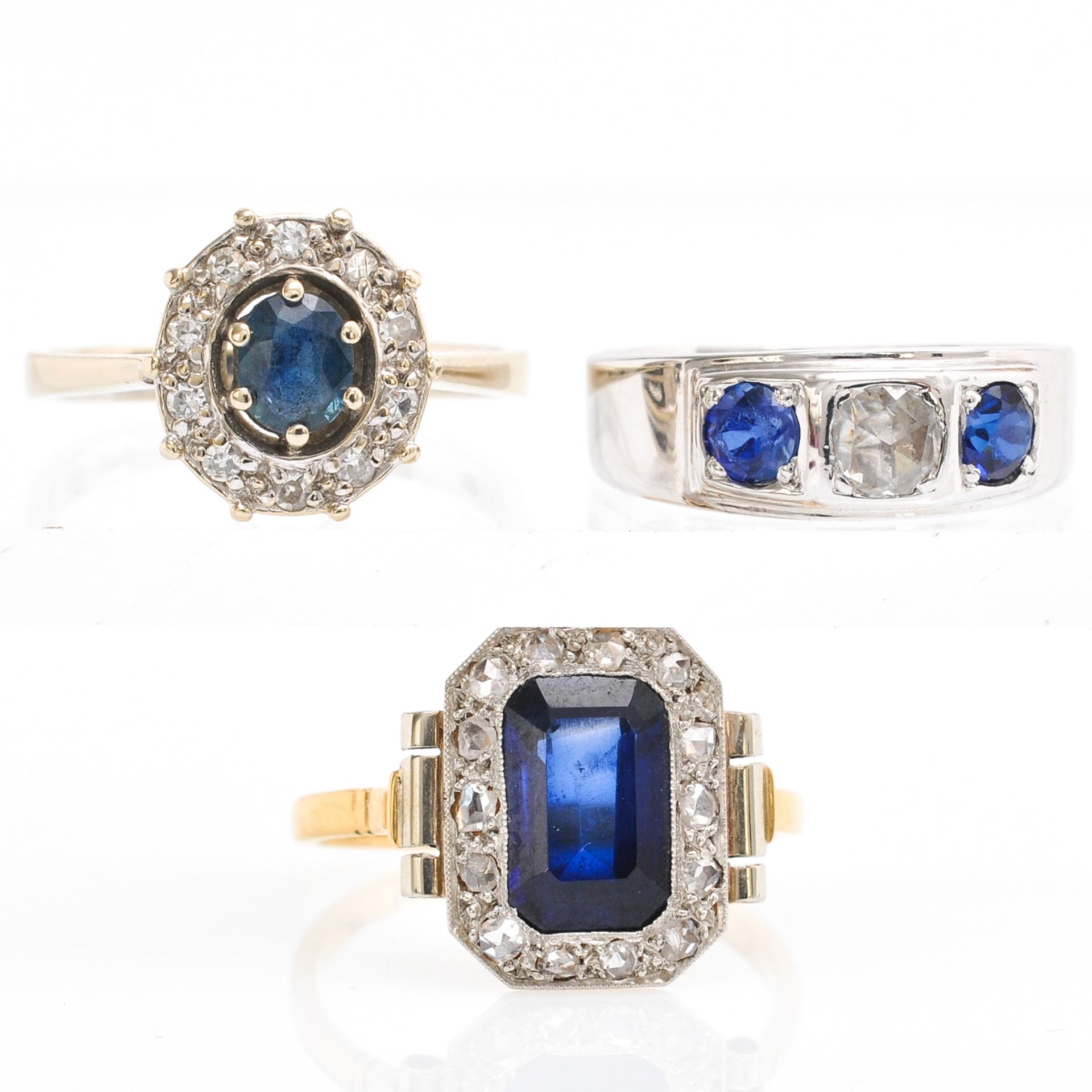 Three Ladies Diamond and Sapphire Rings