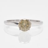 A 14KWG Ring Set with Solitaire Natural Fancy Diamond