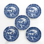 A Series of Five Blue and White Decor Plates