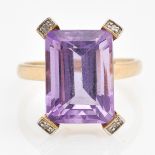 A 9KG Ladies Amethyst and Diamond Ring