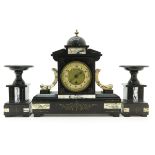 A 19th Century Three Piece Marble Clock Set