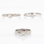 Three 14KG Ladies Solitaire Diamond Rings