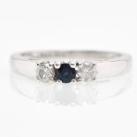 A 9KWG Ladies Diamond and Sapphire Ring