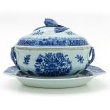 A Blue and White Decor Tureen and Tray