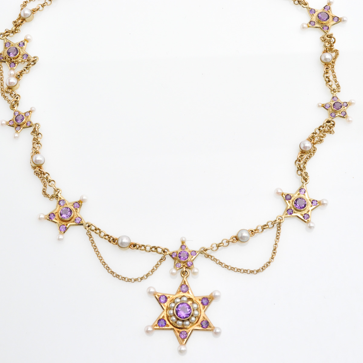 A Collection of 14KG Jewelry Set with Amethyst & Pearls - Image 2 of 5