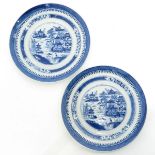 A Pair of Blue and White Decor Plates