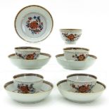 Five Polychrome Decor Cups and Saucers
