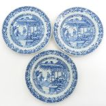 A Series of Three Blue and White Decor Plates