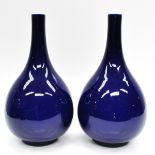 A Pair of Monochrome Blue Bottle Vases