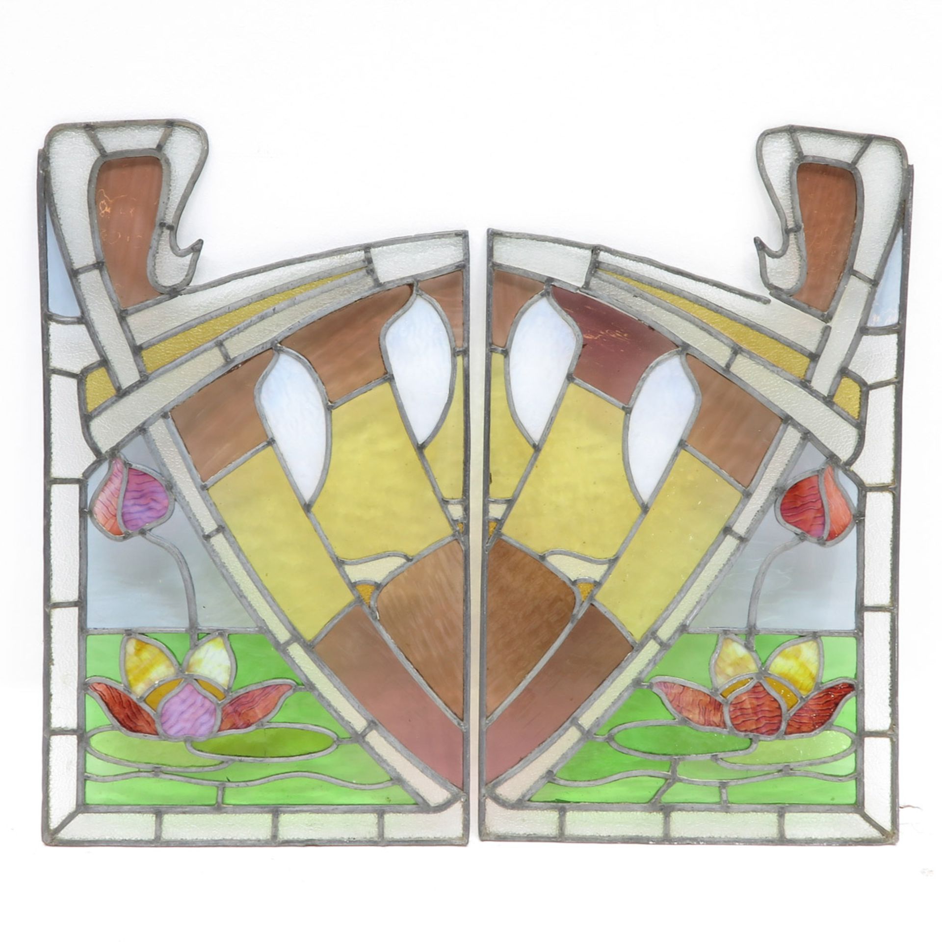 Collection of Fifteen Art Nouveau Stained Glass Panels - Bild 5 aus 9