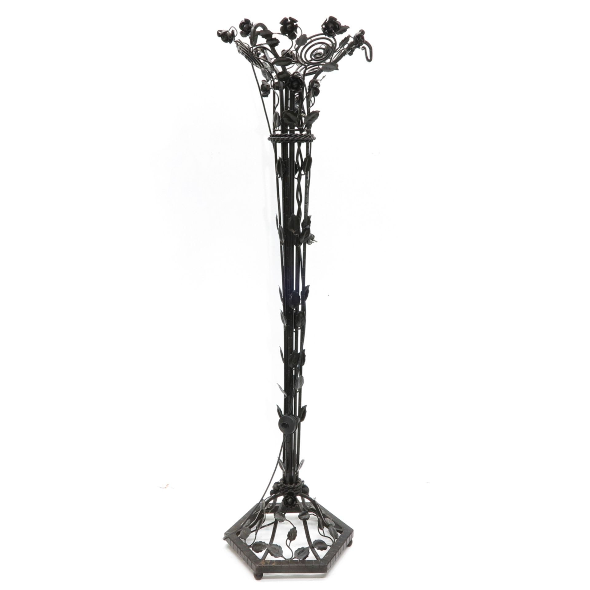 A Cast Iron Floral Floor Lamp