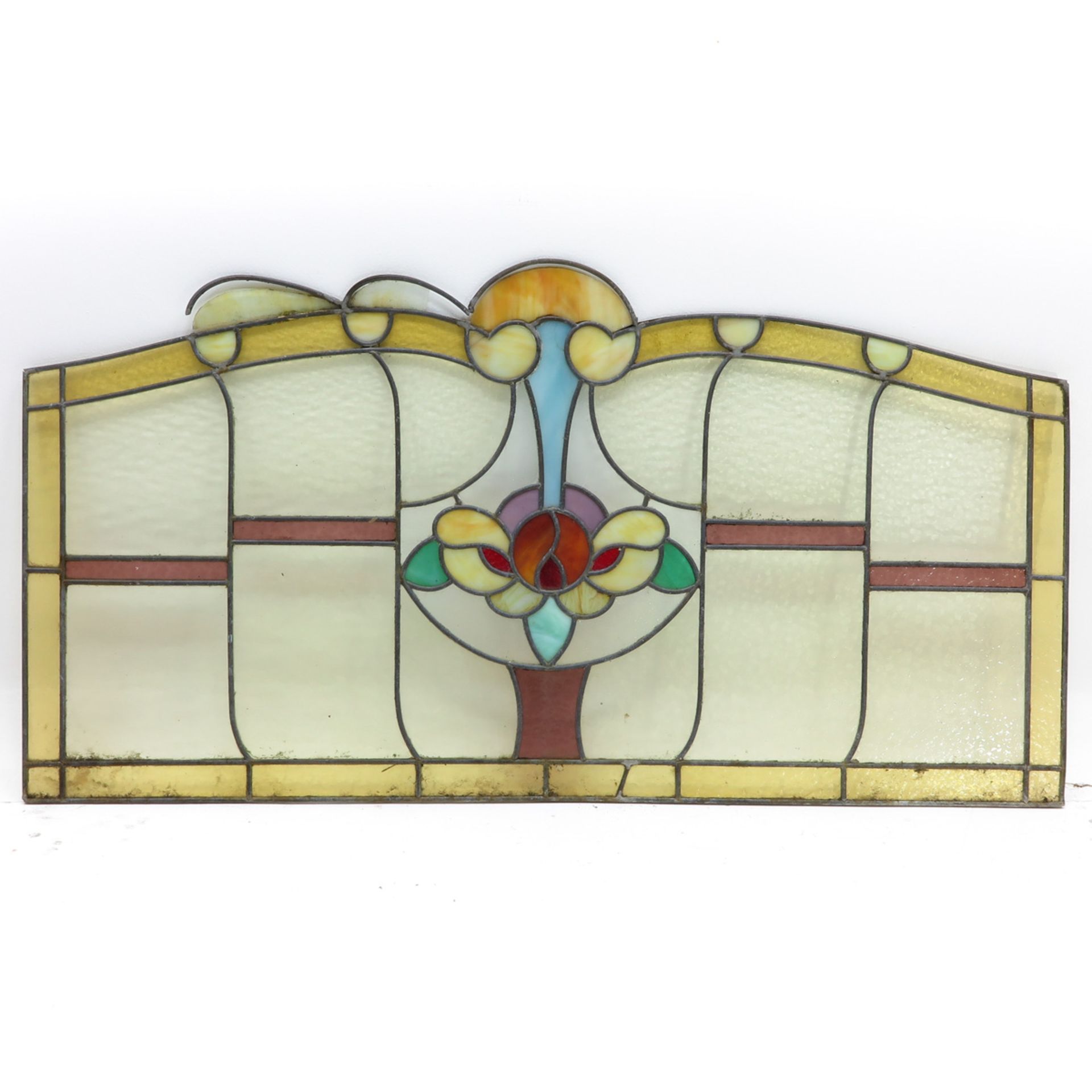 A Collection of Eight Art Nouveau Stained Glass Panels - Bild 3 aus 9