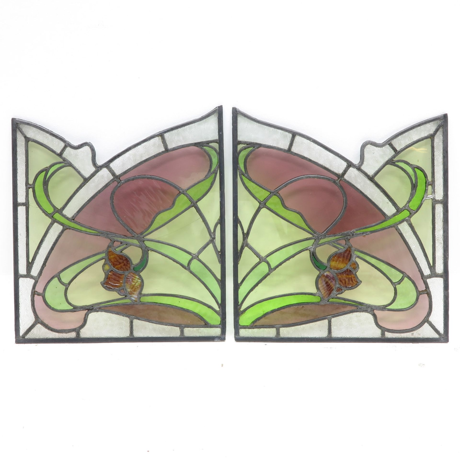 Collection of Fifteen Art Nouveau Stained Glass Panels - Bild 7 aus 9