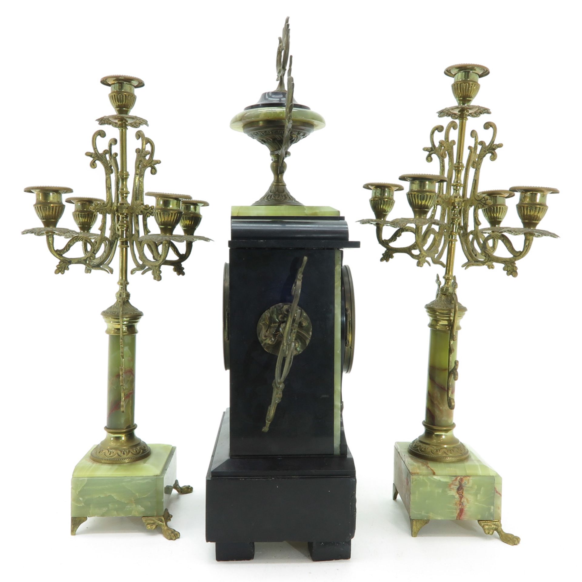 A 19th Century Three Piece Clock Set - Bild 4 aus 7