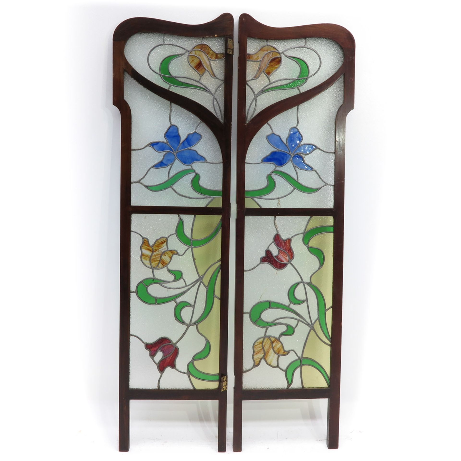 A Pair of Art Nouveau Stained Glass Panels