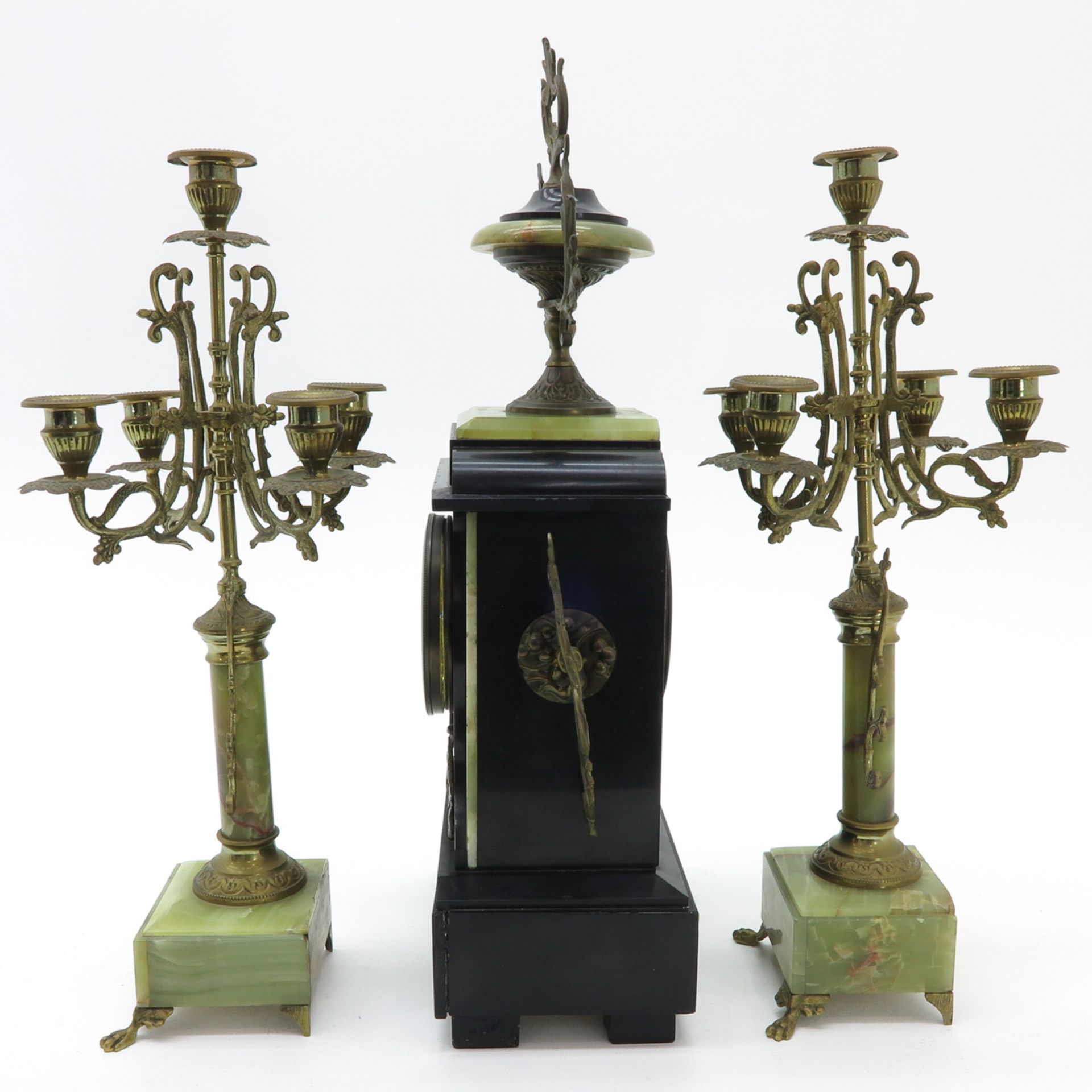 A 19th Century Three Piece Clock Set - Bild 2 aus 7