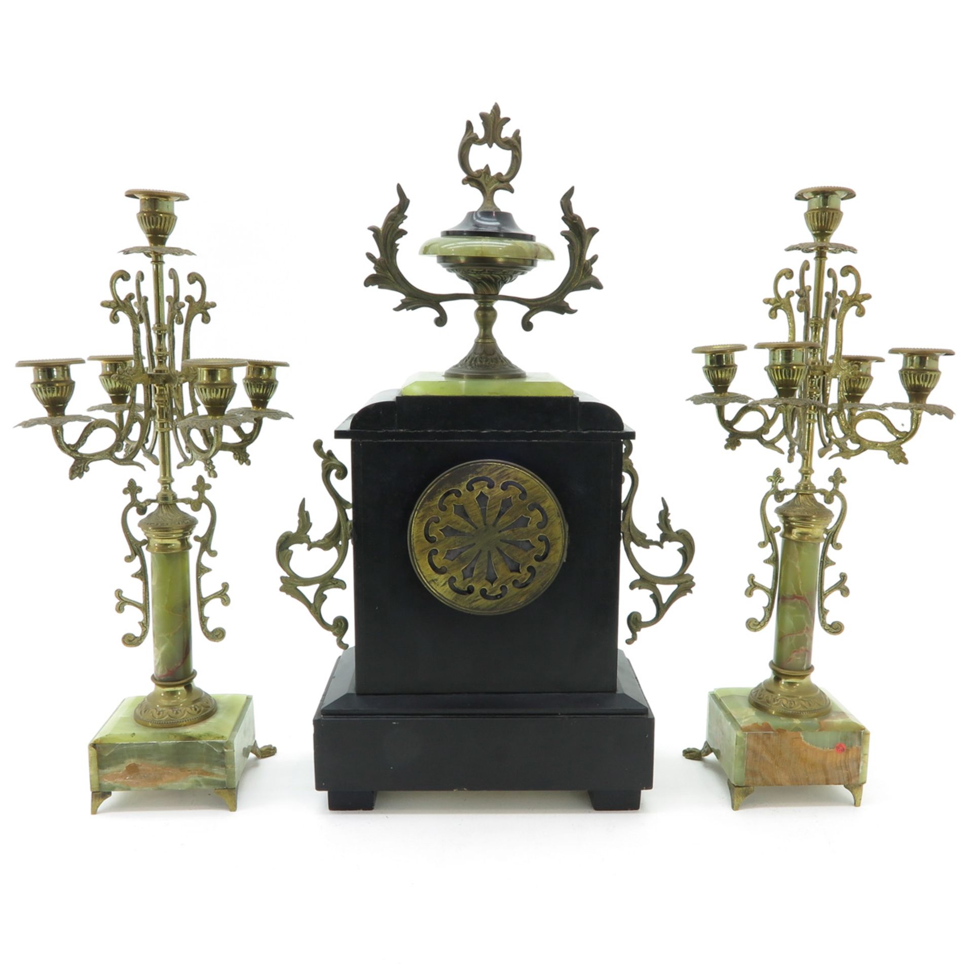 A 19th Century Three Piece Clock Set - Bild 3 aus 7