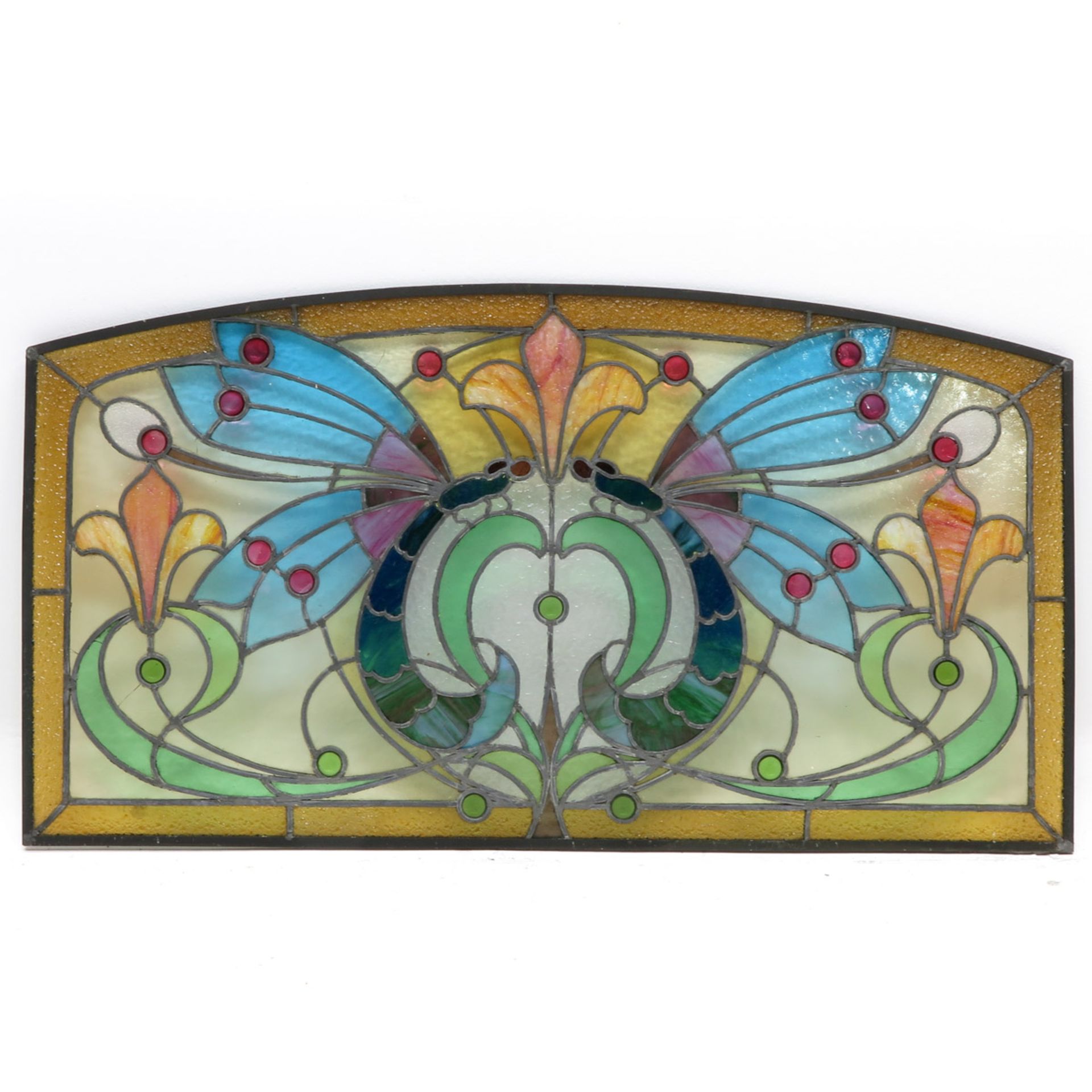 A Collection of Eight Art Nouveau Stained Glass Panels - Bild 5 aus 9