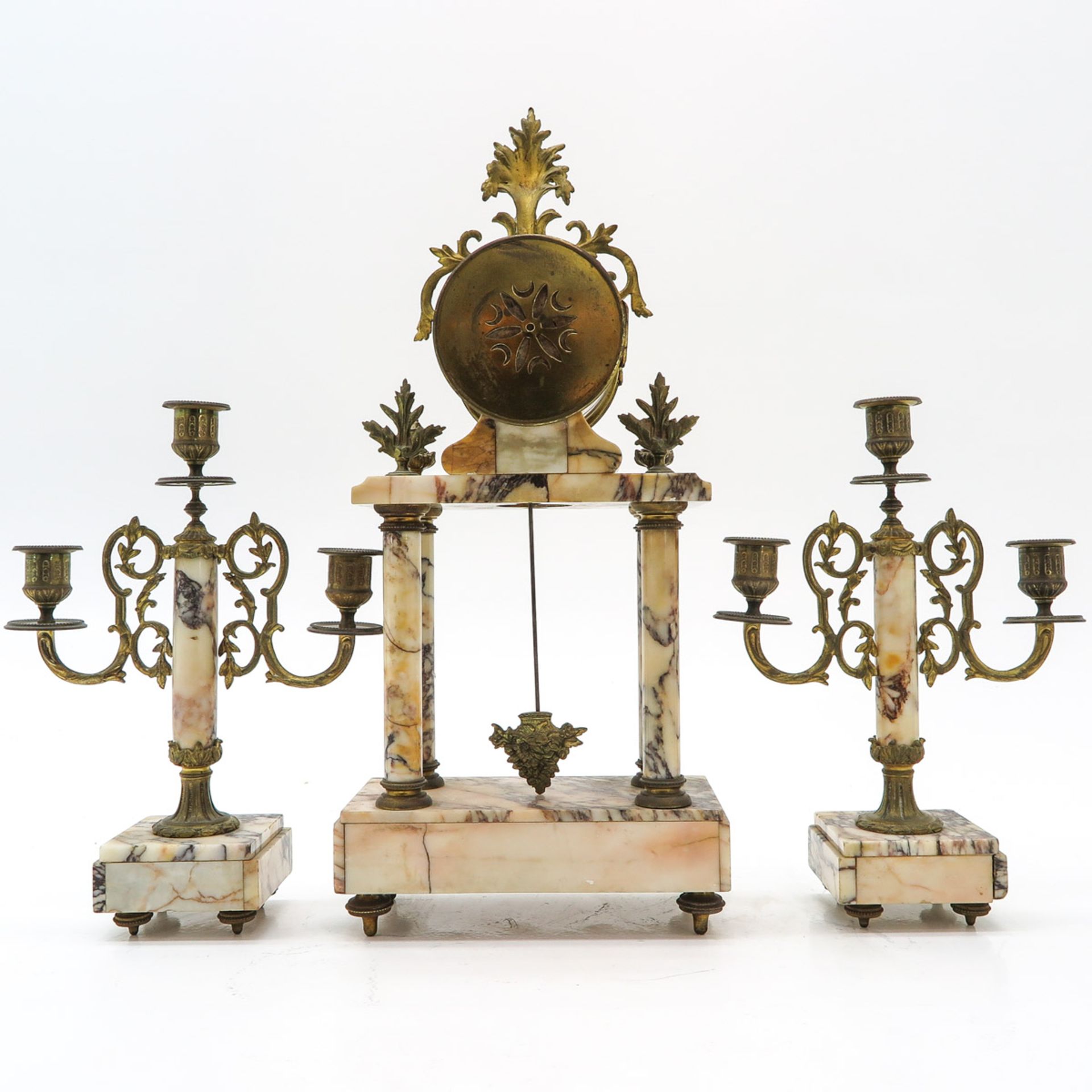 A 19th Century Three Piece Clock Set - Bild 3 aus 7