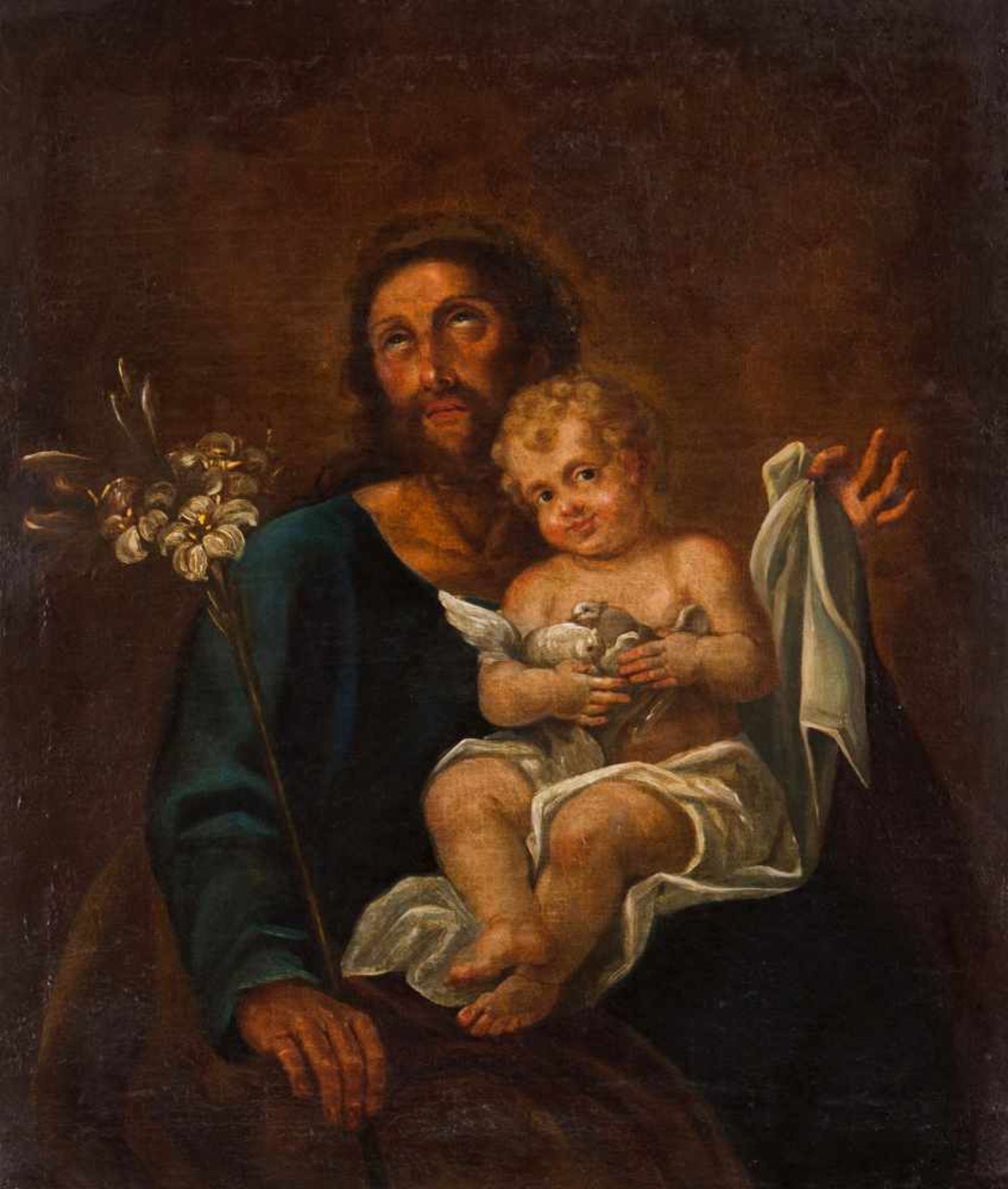 Portuguese school of the 18th centurySaint Joseph with child JesusOil on canvas73x62 cm